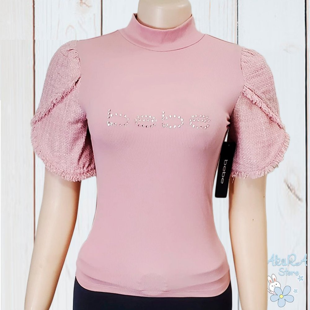 NWT BEBE AUTHENTIC WOMEN'S ANTIQUE ROSE PUFF SHORT SLEEVE T-SHIRT SIZE S M L XL